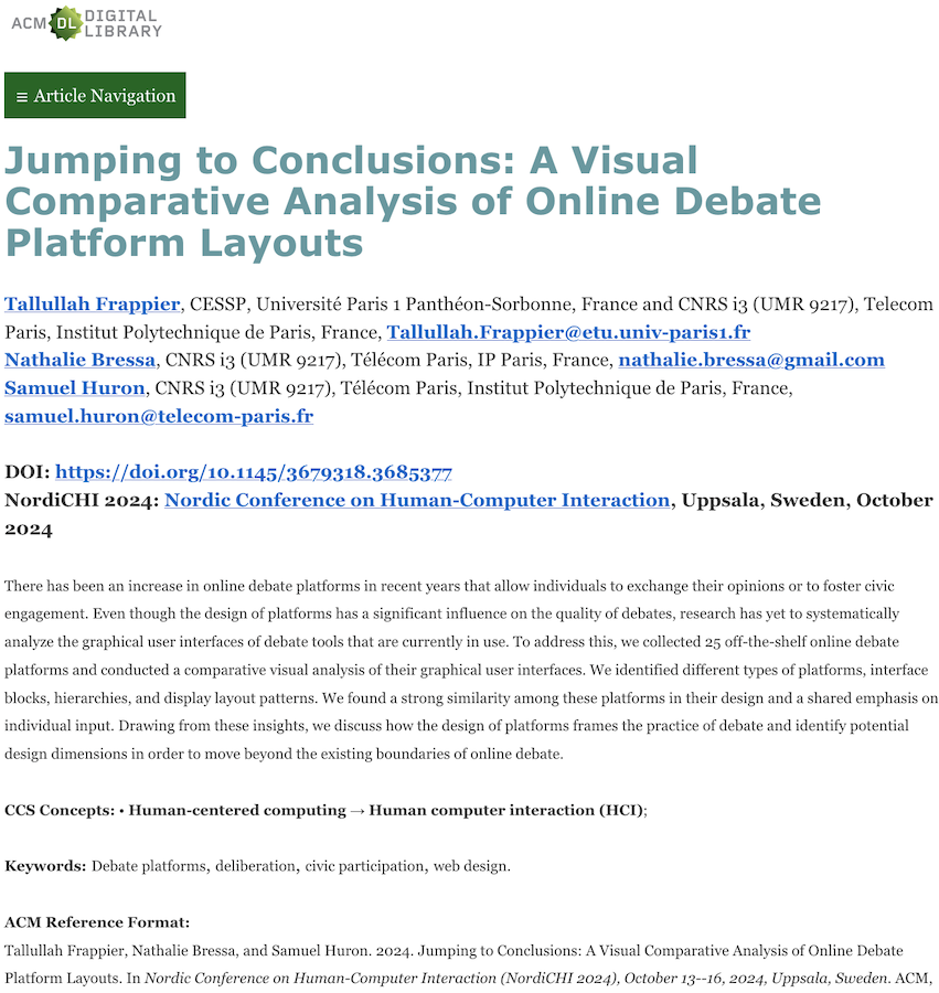 Lire la suite à propos de l’article Jumping to conclusions: A visual comparative analysis of online debate platform layouts