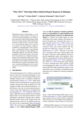 Lire la suite à propos de l’article “Mm, Wat?” Detecting Other-initiated Repair Requests in Dialogue