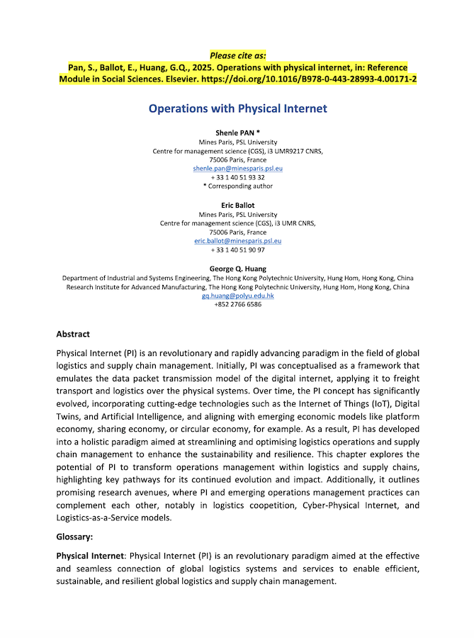 Lire la suite à propos de l’article Operations with physical internet
