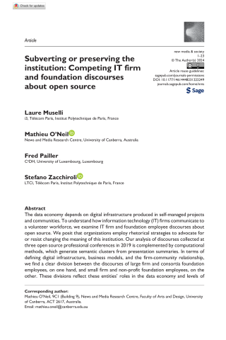 Lire la suite à propos de l’article Subverting or preserving the institution: Competing IT firm and foundation discourses about open source
